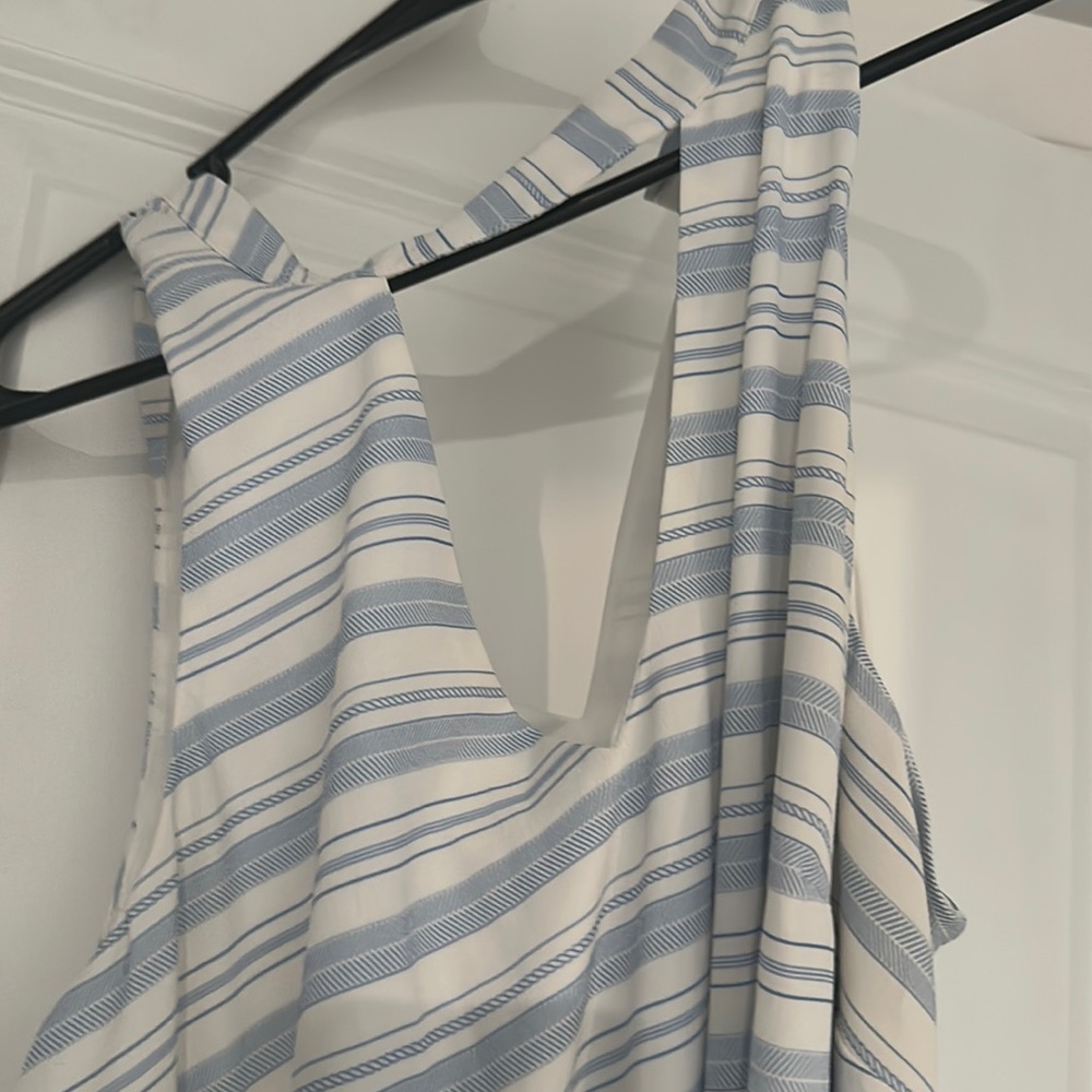 Light blue and white dress